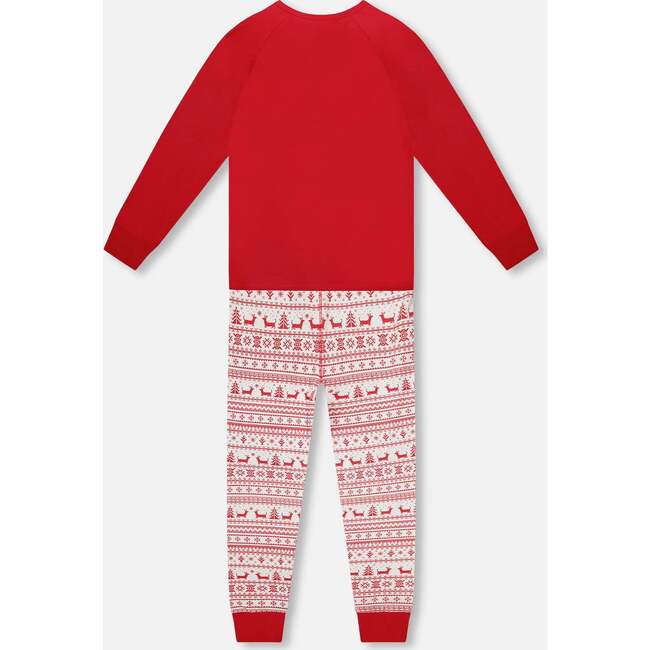 Adult Men Organic Cotton Two-Piece Pajama Set Red and White Fairisle, Red & White Fairisle - Pajamas - 3