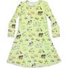 Farm Animals Bamboo Girls' Long Sleeve Dress, Green - Dresses - 1 - thumbnail