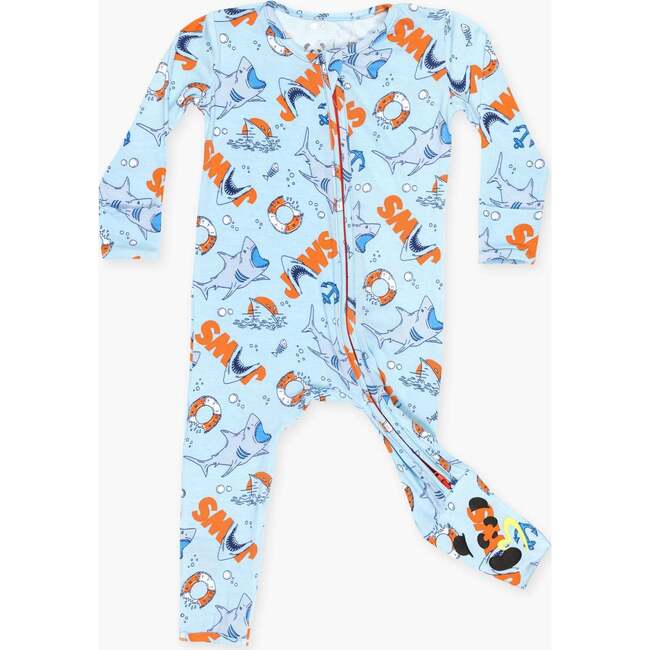 JAWS Bamboo Convertible Footie, Blue