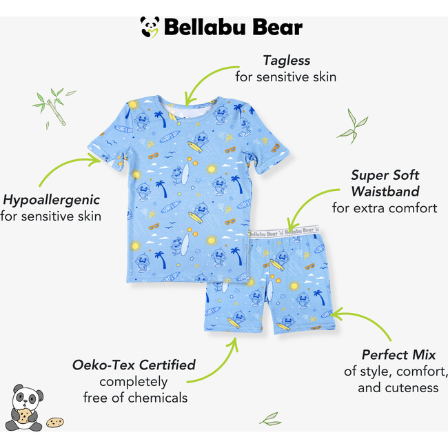 Baby Shark Surf Kids Pajama Short Set, Blue - Pajamas - 2