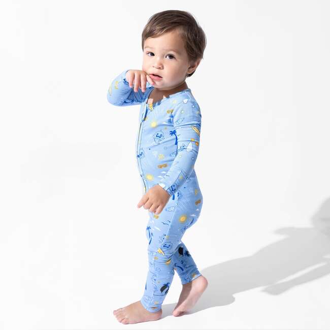 Baby Shark Surf Bamboo Convertible Footie, Blue - Footie Pajamas - 5
