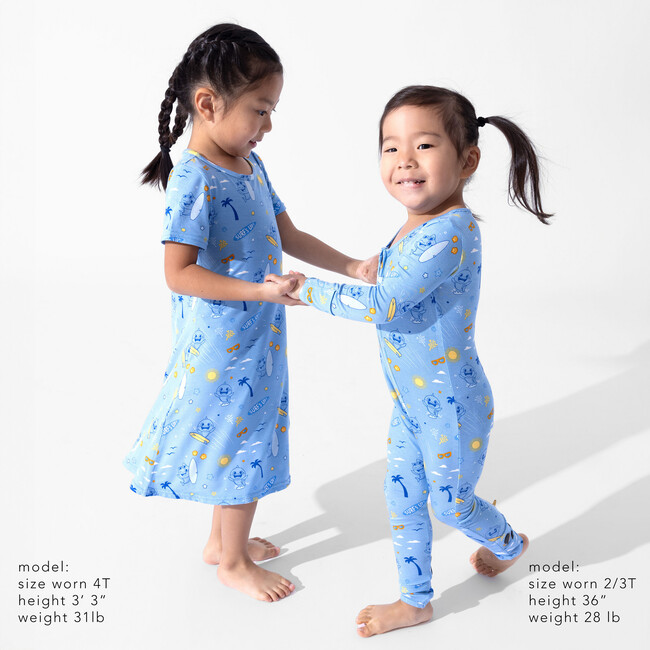 Baby Shark Surf Girls' Short Sleeve Dress, Blue - Dresses - 4