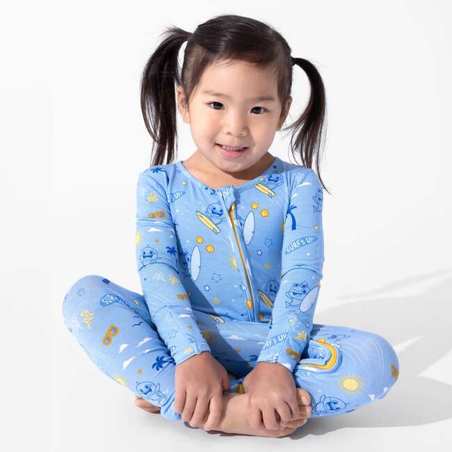 Baby Shark Surf Bamboo Convertible Footie, Blue - Footie Pajamas - 6