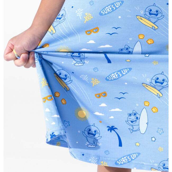 Baby Shark Surf Girls' Short Sleeve Dress, Blue - Dresses - 6