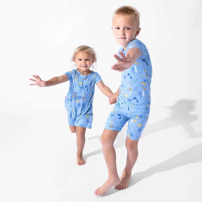 Baby Shark Surf Kids Pajama Short Set, Blue - Pajamas - 6