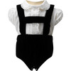 Eloise Infant Silk Velvet Romper Set, Black - Rompers - 1 - thumbnail