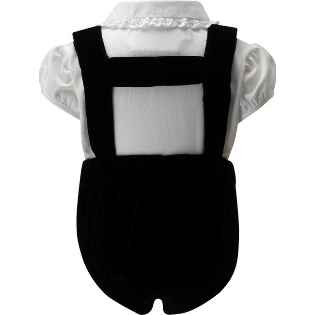 Eloise Infant Silk Velvet Romper Set, Black - Rompers - 2