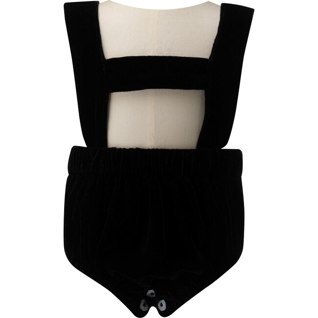Eloise Infant Silk Velvet Romper Set, Black - Rompers - 4