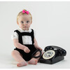 Eloise Infant Silk Velvet Romper Set, Black - Rompers - 5