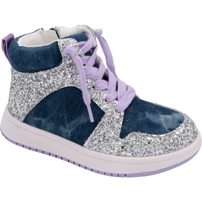Skye High Top Denim Sneaker, Blue - Sneakers - 11