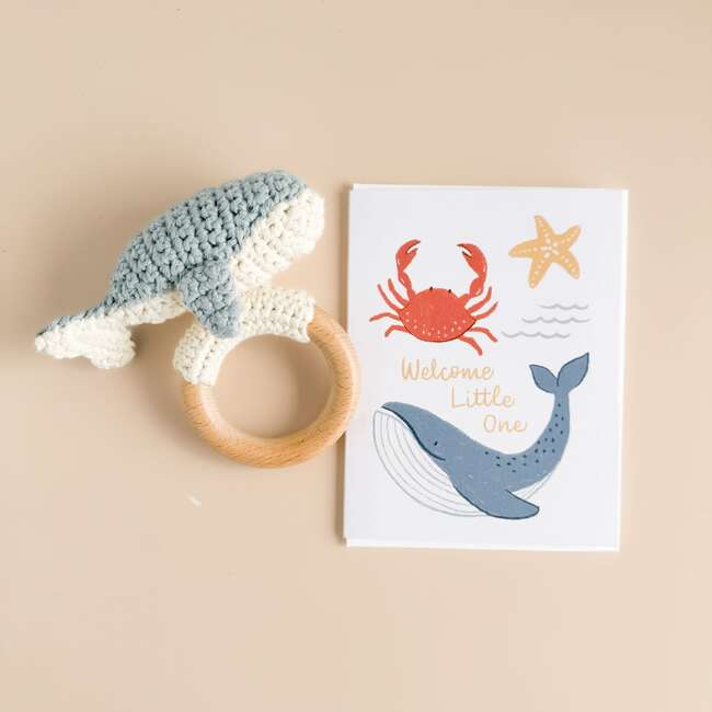 Nautical Baby Swaddle and Teether Set, Whale - Mixed Gift Set - 4