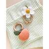 Green Stripe Baby Swaddle and Teether Set, Orange - Mixed Gift Set - 2