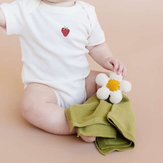 Green Stripe Baby Swaddle and Lovey Set, Flower - Mixed Gift Set - 4