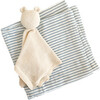 Blue Stripe Baby Swaddle and Lovey Set, Cream Bear - Mixed Gift Set - 1 - thumbnail