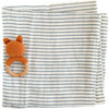 Blue Stripe Baby Swaddle and Teether Set, Fox - Mixed Gift Set - 1 - thumbnail
