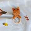 Blue Stripe Baby Swaddle and Teether Set, Fox - Mixed Gift Set - 2