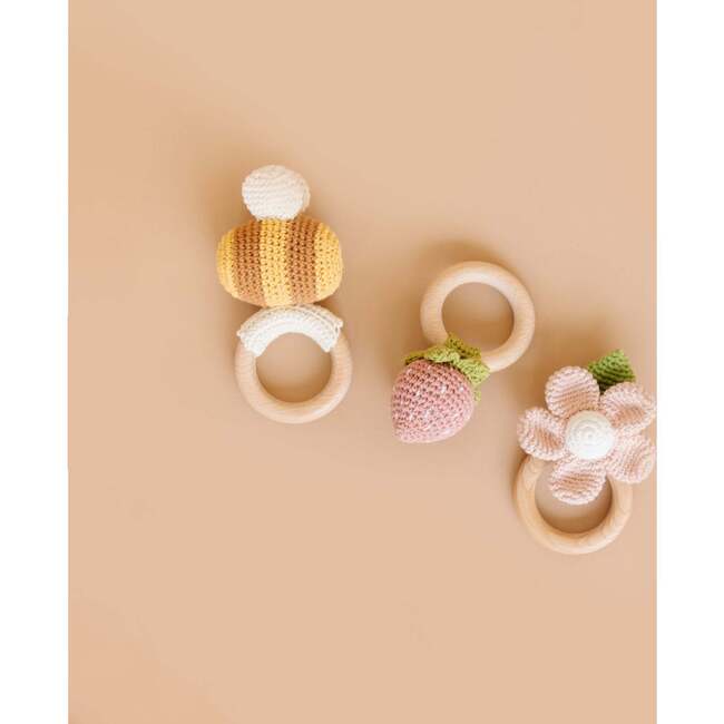 Blush Pique Baby Blanket Pink Flower Rattle Gift Set - Mixed Gift Set - 3