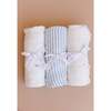 Blue Stripe Baby Swaddle and Lovey Set, Cream Bear - Mixed Gift Set - 3