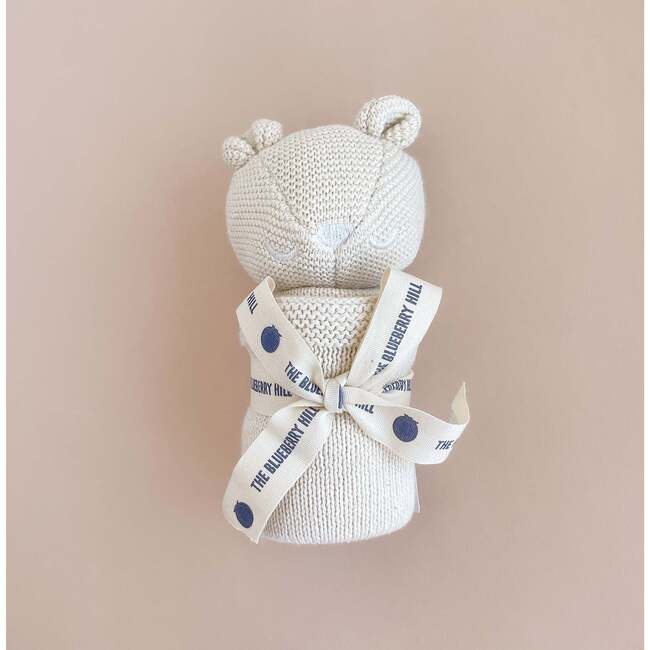 Blue Stripe Baby Swaddle and Lovey Set, Cream Bear - Mixed Gift Set - 4