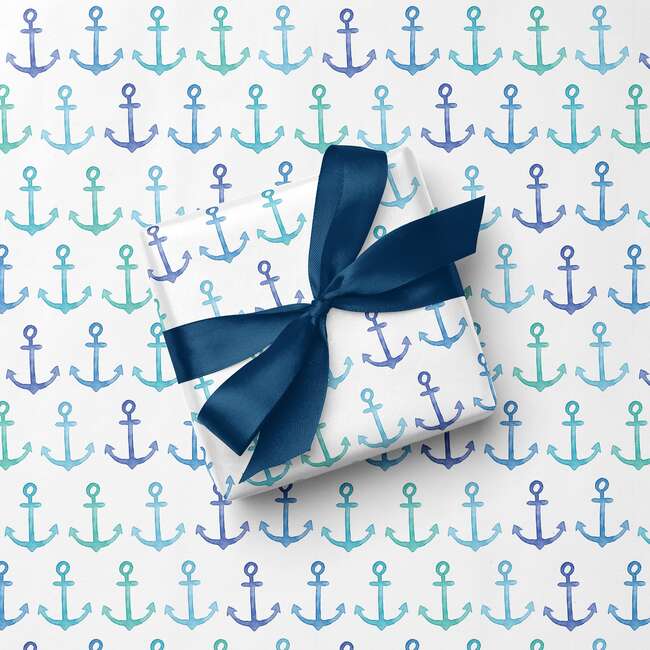 Blue Anchors Coastal Gift Wrap - Party - 3