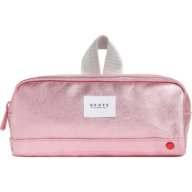 Clinton Pencil Case, Pink/Silver