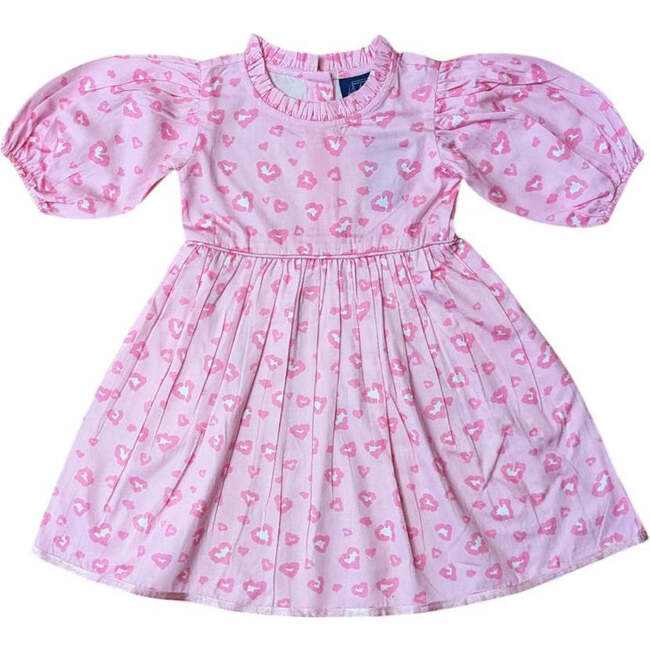 Leopard Hearts Puff Sleeve Dress