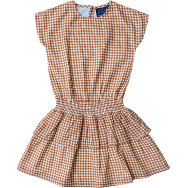 Orange Gingham Tween Smock Waist Dress
