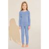 Kids TENCEL Modal Unisex Long PJ Set, WEDGEWOOD BLUE/IVORY - Pajamas - 1 - thumbnail