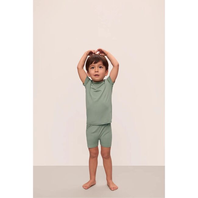 Kids TENCEL Modal Unisex Short PJ Set, EUCALYPTUS/IVORY