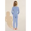 Kids TENCEL Modal Unisex Long PJ Set, WEDGEWOOD BLUE/IVORY - Pajamas - 2