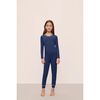 Kids TENCEL Modal Unisex Long PJ Set, NAVY/IVORY - Pajamas - 1 - thumbnail