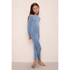 Kids TENCEL Modal Unisex Long PJ Set, WEDGEWOOD BLUE/IVORY - Pajamas - 3