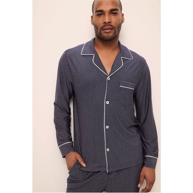 William Printed TENCEL Modal Long PJ Set, DUO STRIPES TRUE NAVY/IVORY - Pajamas - 2