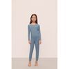 Kids TENCEL Modal Unisex Long PJ Set, FADED DENIM/IVORY - Pajamas - 1 - thumbnail