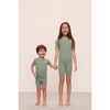 Kids TENCEL Modal Unisex Short PJ Set, EUCALYPTUS/IVORY - Pajamas - 3