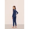 Kids TENCEL Modal Unisex Long PJ Set, NAVY/IVORY - Pajamas - 3
