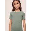 Kids TENCEL Modal Unisex Short PJ Set, EUCALYPTUS/IVORY - Pajamas - 4