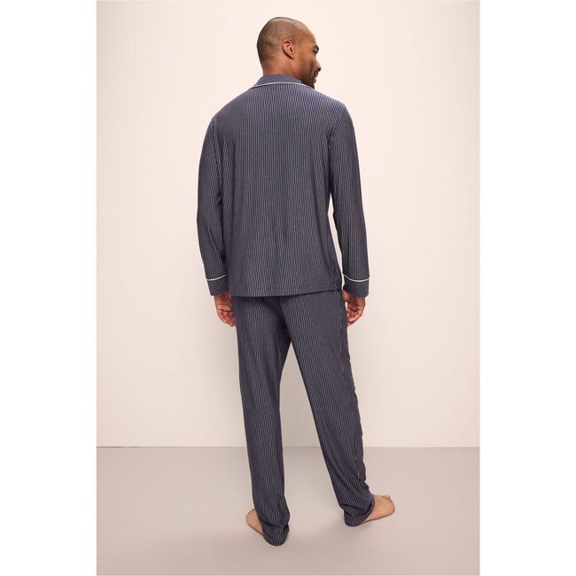 William Printed TENCEL Modal Long PJ Set, DUO STRIPES TRUE NAVY/IVORY - Pajamas - 3