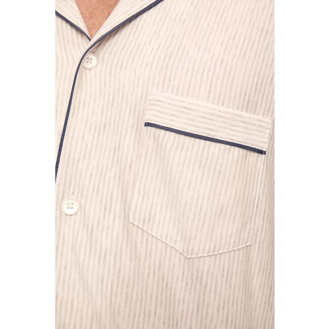 William Printed TENCEL Modal Long PJ Set, HERITAGE STRIPE LT HEATHER GREY/PEPPERCORN - Pajamas - 2