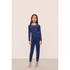 Kids TENCEL Modal Unisex Long PJ Set, NAVY/IVORY - Pajamas - 4