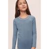 Kids TENCEL Modal Unisex Long PJ Set, FADED DENIM/IVORY - Pajamas - 2