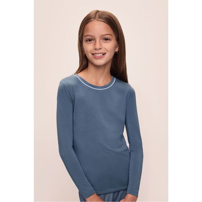 Kids TENCEL Modal Unisex Long PJ Set, COASTAL BLUE/ICE BLUE