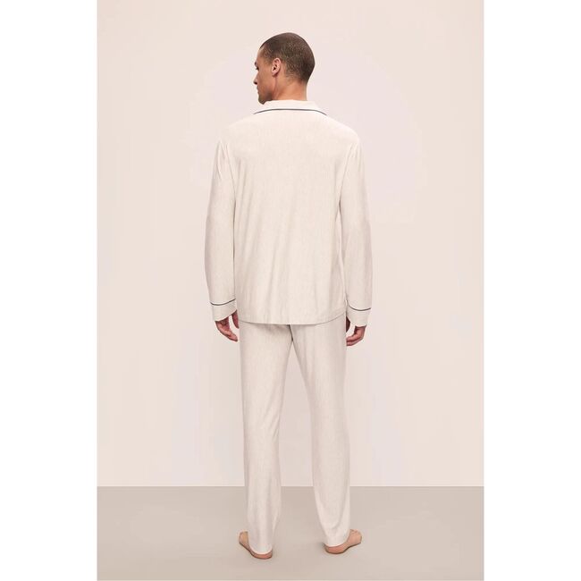 William Printed TENCEL Modal Long PJ Set, HERITAGE STRIPE LT HEATHER GREY/PEPPERCORN - Pajamas - 3