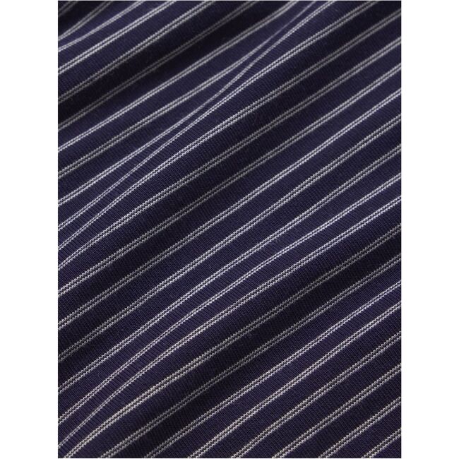 Kids Printed TENCEL Modal Unisex Long PJ Set, DUO STRIPES TRUE NAVY/IVORY - Pajamas - 2