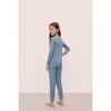 Kids TENCEL Modal Unisex Long PJ Set, FADED DENIM/IVORY - Pajamas - 3