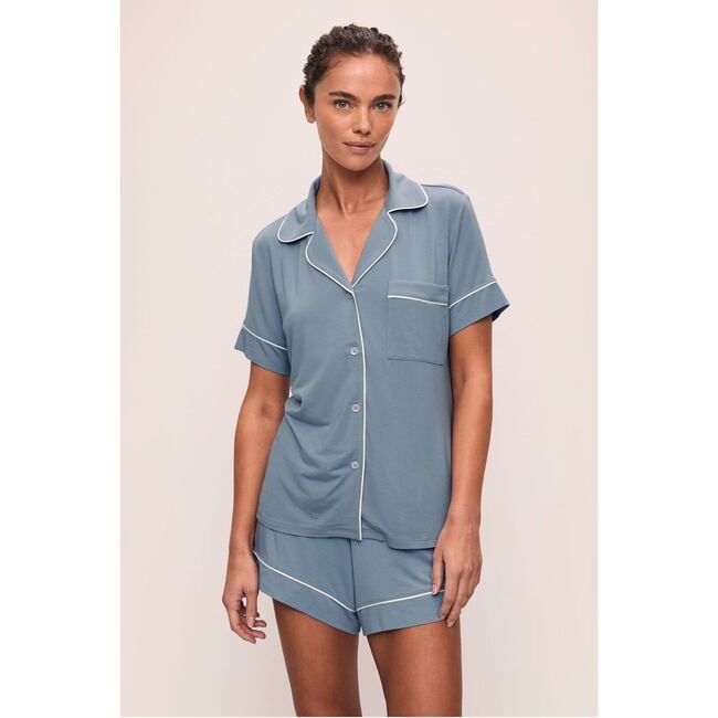 Gisele TENCEL Modal Relaxed Short PJ Set, FADED DENIM/IVORY
