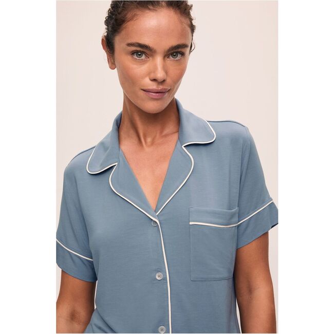 Gisele TENCEL Modal Relaxed Short PJ Set, FADED DENIM/IVORY - Pajamas - 2