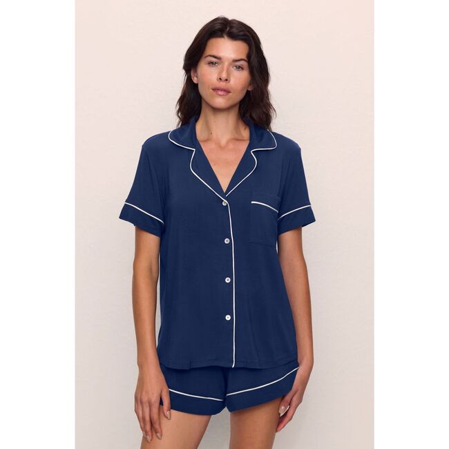 Gisele TENCEL Modal Relaxed Short PJ Set, NAVY/IVORY