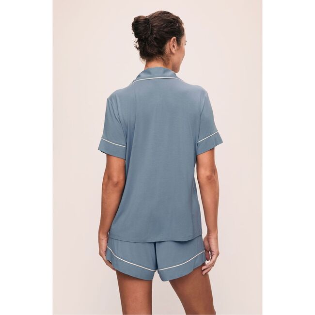 Gisele TENCEL Modal Relaxed Short PJ Set, FADED DENIM/IVORY - Pajamas - 4