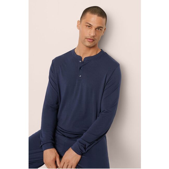 Henry TENCEL Modal Long PJ Set, TRUE NAVY - Pajamas - 4